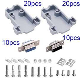 VISSQH 20 PCS DB15 Adapter,DB15 Solder Connector RS232 D-SUB Serial Adapter 15 Pin D-Sub Connector DB15 Male/Female Breakout Connector + DB15 plastic housing cover