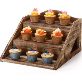 Yousoontic Wooden Retail Display Stand - 3 Tier Farmhouse Risers for Decor, Portable Table Display Racks for Craft Vendor Countertop, Soap, Candy, Cupcakes, Jewelry