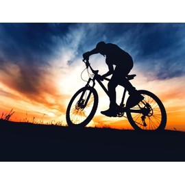 Landscape DIY 5D Diamond Painting by Number Kit, Adventure Biker on Mountain Bike Summer Trail Road Diamond Embroidery Paintings Cross Stitch for Home Decor, 12x16 Inch