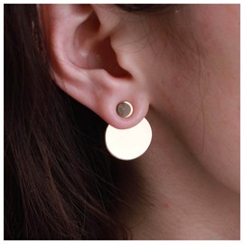 Cimenexe Bohemian Disc Ear Jacket Earrings Gold Coin Drop Earrings Round Circle Dangle Earrings Smooth Disc Stud Earrings Jewelry for Women and Girls Gifts