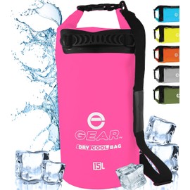 Enthusiast Gear Dry Bag Floating Cooler - Roll Top Insulated Backpack – Portable, Collapsible, Waterproof with Padded Shoulder Strap - Perfect for Kayaking Fishing Beach Hiking -15L (Pink)