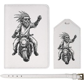 Azeeda 'Cool Motorbike Rider ' Passport Cover & Luggage Tag Travel Set (PA00029923)