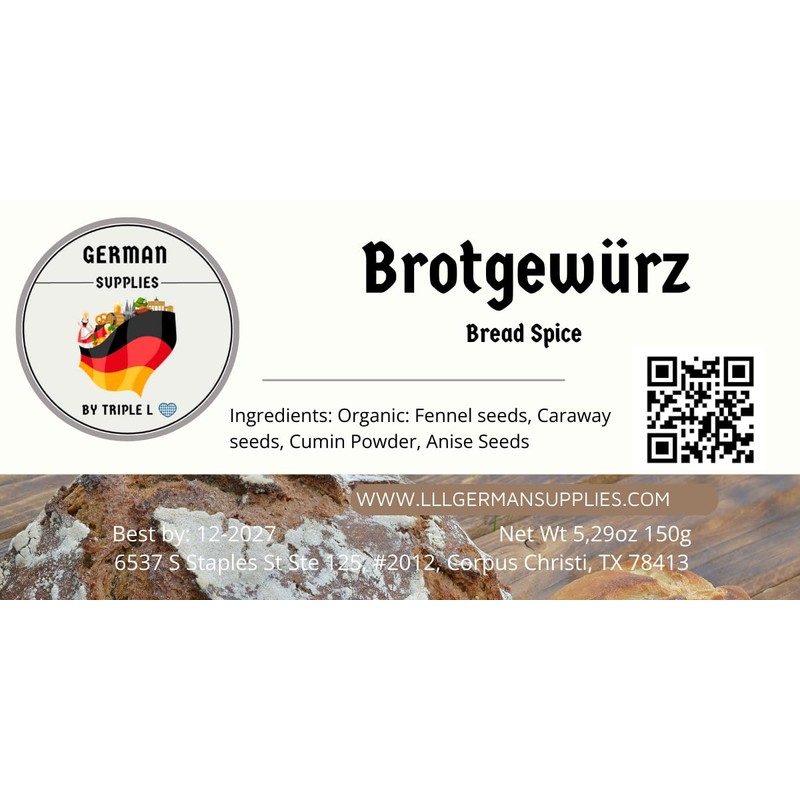 150g German Brotgewürz, Naturally Breadspice Blend, Rye Bread, German Spice,