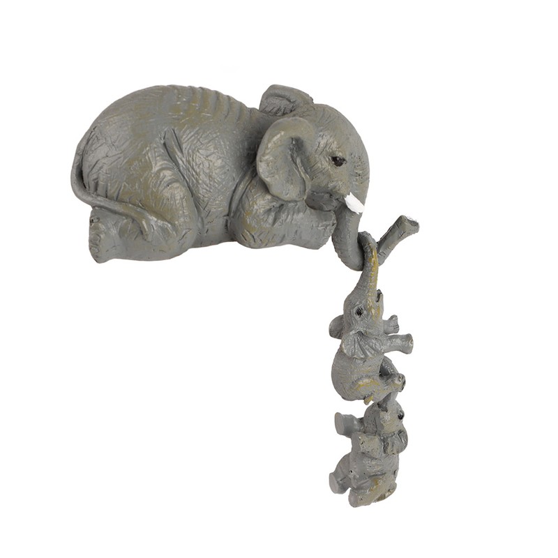 Cute Elephant Mother and Babies Figurines Hanging Statue Resin Animal