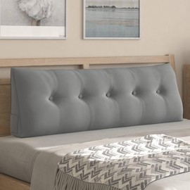 CECER Queen Bed Headboard Pillow, Large Triangle Reading Bolster Pillow with Two Side Pockets, Long Wedge Cushion for Bed or Pregnant Woman, Dutch Velvet Fabric, Soft and Comfortable - Light Grey