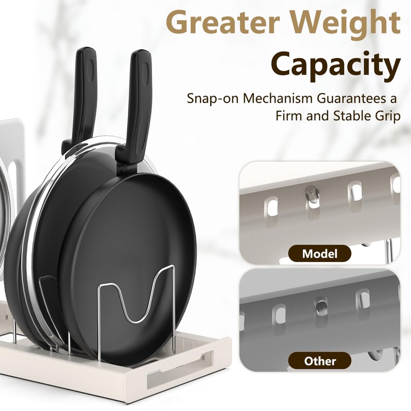 Anhow Pan Organiser, Expandable Pan Holder for Drawer, Lid Holder