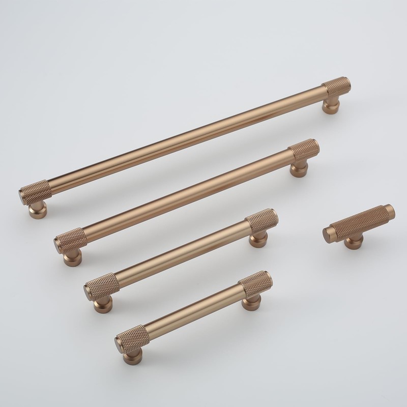 9BUILD 10 Pack 2 Inch Champagne Bronze Cabinet Knobs Knurled