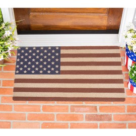 XuoAz 4th-of-July Welcome-Doormat Independence-Day Outdoor-Entrance Mats Red-White-Blue American Flag Door Mat Non Slip Coir Front-Door Mat for Patriotic Home Decorations 17 x 29 Inch