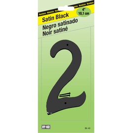 HY-KO Products BK-40/2 Metal House Number 2 (TWO), 4" High, Black