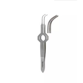 Norralco Foerster-Iris Eye Dressing Forceps, 3.75", Curved Serrated Tips, 0.5mm Wide