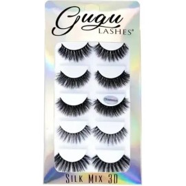 Pestañas Postizas Gugu Lashes Silk Mix 3D Seda Fibra Natural 5 Pares