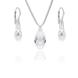 Womens Silver Jewelry Set With Adjustable Snake Chain And Drop Pendant
