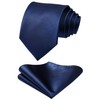 HISDERN Men's Wedding Ties and Pocket Square Tie Clip Set