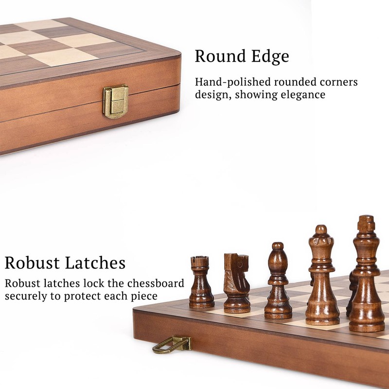 ELONGDI 15" Wooden Chess Set with Magnetic Pieces - Extra