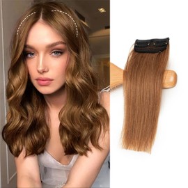 FEIPRO Short Clip In Hair Extensions Straight Real Remy Human Hair Thick Double Weft One Piece Hair Pieces for Thinning Hair Invisible Hairpin Increase Women Men Hair Volume 6 Inch #6 Light Brown