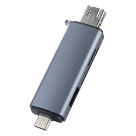 Aieloar SD Card Reader, Triple Connector USB-C Memory Card Adapter With USB 3.0 Ports - Supports SD/SDXC/Micro SD/Micro SDXC/SDHC/MMC/RS-MMC/UHS-I