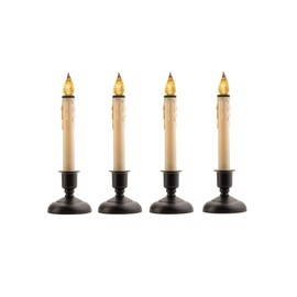 LED Window Candles with Sensor - 9" - Beige and Brown - Set of 4