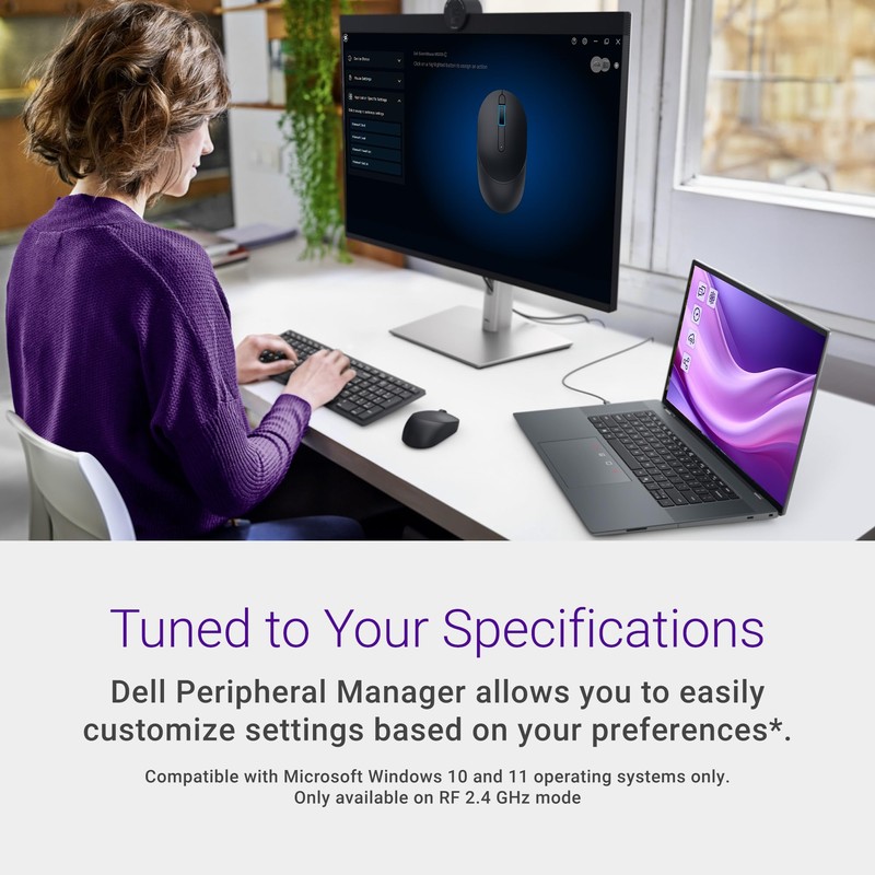 Dell MS355 Silent Mouse - Programmable scroll wheel, Secure dual-mode