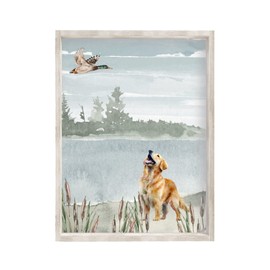Watercolor Duck Hunting Golden Retriever Nursery Mallard Duck Unframed Print Rustic Outdoor Hunter Themed Decor
