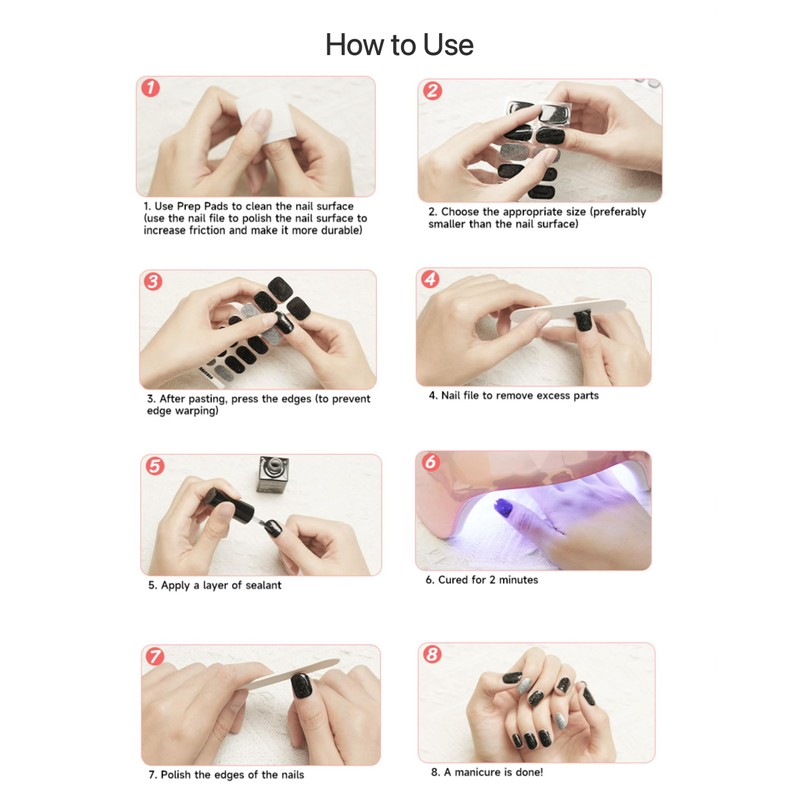 DUKASOU Semi Cured Gel Nail Strips, 28 pcs Gel Nail