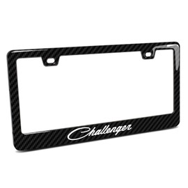 iPick Image for Dodge Challenger Classic Black Real 3K Carbon Fiber ABS Plastic License Plate Frame