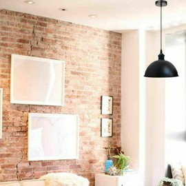 LEDSone Industrial Metal Lampshade Ceiling Light Easy Fit Large Shade 21cm Vintage Pendant Light Shade Dome Shaped Rustic Retro Ceiling Lampshade (Black-2 Pack)
