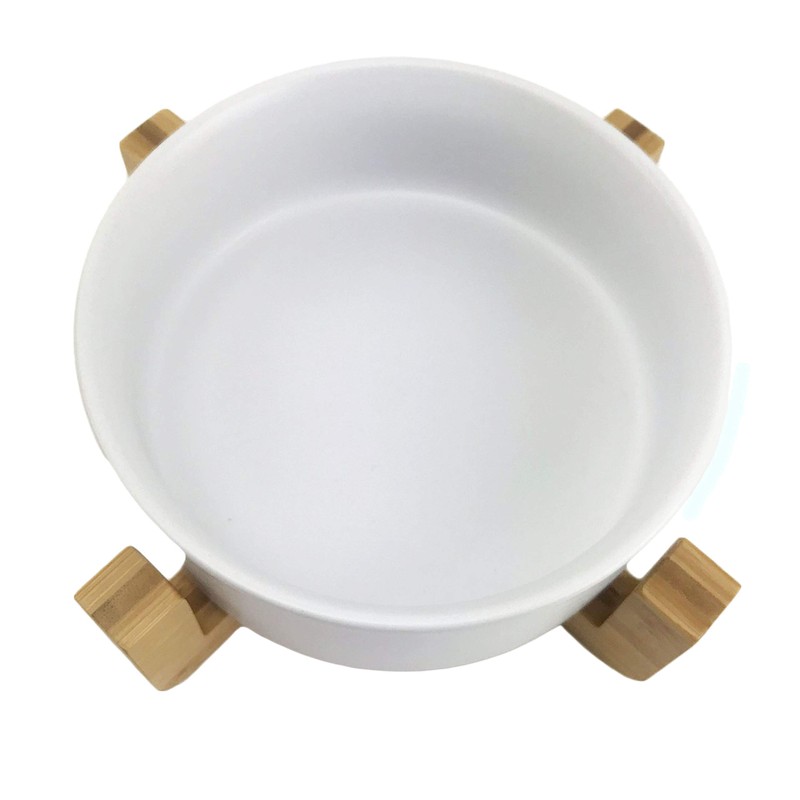 Midlee Modern Raised Pet Bowl on Stand (Single, White -