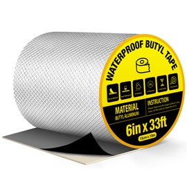 360Tronics Super Waterproof Butyl Tape 6" W x 33 ft L, Strong Self-Adhesive Aluminum Foil Flashing Tape for Sealing Metal Roof Sheets, Gutters and Downpipes Repair, HVAC Ducts, Vents, Skylights