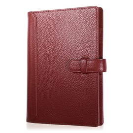 Blue Sincere Notebook Cover, B6 Genuine Leather, Slim Notebook Cover, College Notebook, Pen Holder, Bookmark Included, Card Holder, 5 Colors / NC0 (Vermillion Red)