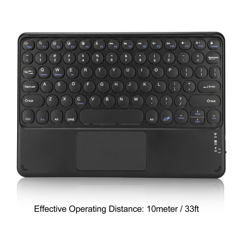 10in Wireless Bluetooth Touchpad Keyboard Retro Round Keycap Ergonomic Magnetic