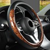 BANLIE Wood Grain Steering Wheel Cover Microfiber Leather Breathable Anti
