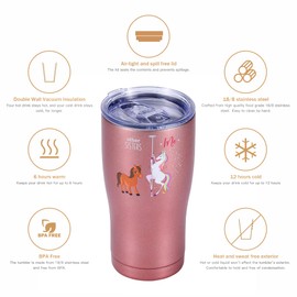 Shamone Unicorn Sister Gifts from Sister, Tumbler 20oz Insulated Stainless Steel w/Lid, SS Straw, Cleaning Brush, Sister Birthday, Sister Christmas Gifts, Funny Gift from Sister (Rose Gold)