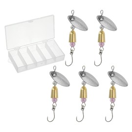 PATIKIL 1/5 oz Fishing Lures Spinnerbait, 5 Pack Single Hook Trout Spinners Casting Fishing Spinner Baits Tackle for Freshwater Saltwater Fishing, Silver Tone