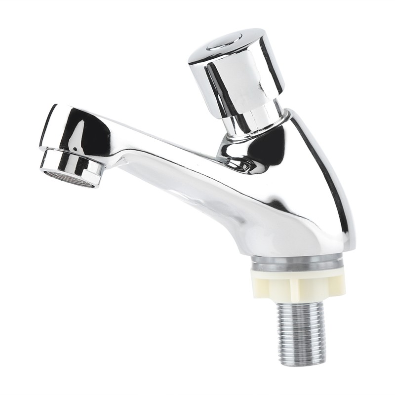 Public Ktchen Bathroom Chrome Plated Self Closing Water Saving Time