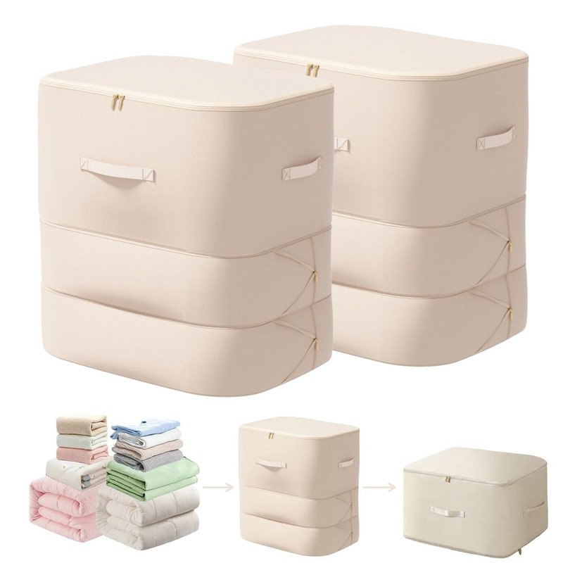 Ultra Space Saving Self Compression Organizer, 3-Layer Zipper Large Capacity