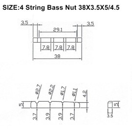 Miwayer 4/5/6 String Electric Bass Bone Bridge Nut Flat Bottom Pre-Slotted Made of Real Bone (4S 38X3.5X5/4.5mm 2pack)