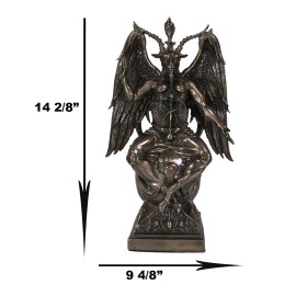 MystiKraft 15" Height Large Baphomet On Globe Statue Sabbatic Goat Figurine