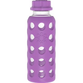 Lifefactory 9-Ounce BPA-Free Glass Water Bottle with Flat Cap and Silicone Sleeve, Grape