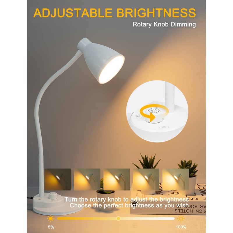 BOHON LED Desk Lamp with USB Charging Port, 3 Color