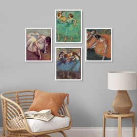 SIGNWIN Framed Poster Degas Ballet Dancers Collection Impressionist Dance Illustrations Fine Art Decorative Vintage for Living Room, Bedroom, Office - 8"x10"x 4 White