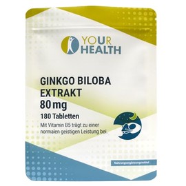 Ginkgo Biloba Extract (EP10.0) 80 mg 180 Capsules 63 g - with Viatmin B5