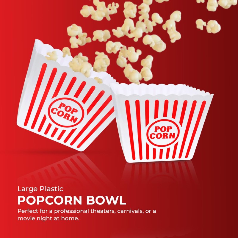 Bistras Plastic Reusable Popcorn Bowl, Large Classsic Popcorn Bucket for