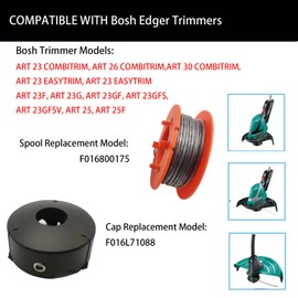 RUIITEN F016800175 Replacement Trimmer Spool For Bosch String Trimmer, 1.6mm x 8m Pro Tap Spool Compatible with Bosch Art 23 26 30 COMBITRIM 23 26 EASYTRIM Strimmer(10 Spools+2 caps)