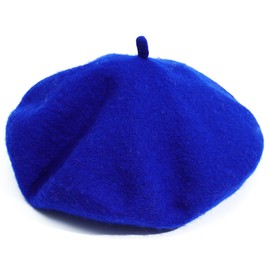 IHAUIUE Solid Color Berets Hat Wool Classic French Hats Simple Warm Painters Caps for Women, Ladies, Girls, Royal Blue