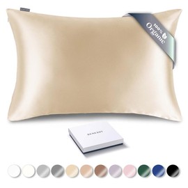 RENESSY Organic Silk Pillowcase 50 x 90 cm - 100% Organic Mulberry Silk, 22 Momme, Naturally Hypoallergenic, Promotes Hair and Skin Health, 1 Piece (White)