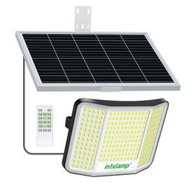intelamp Solar Flood Lights Outdoor Waterproof, 20000mAh 251 LED 2000LM Flood Light Exterior with Remote 16.4 FT Cable, 2-12H Timer Dusk to Dawn Security Spots Light Outside for Garden Pathway