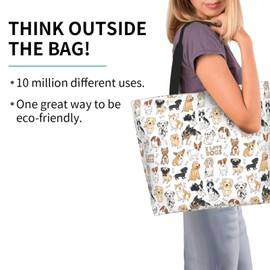 OLUSENMO Cartoon Dog Lover Tote Bag Large Durable Handbag Lightweight & Stylish, Perfect for Daily Use- 19.7 x 15.7 x 5.9 Inch