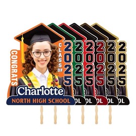 Custom Face Fans with Wooden Handle, Graduation Head, Grad Face Fans, Class of 2025 Head Fans, Graduation Faces on a Stick, VP15997