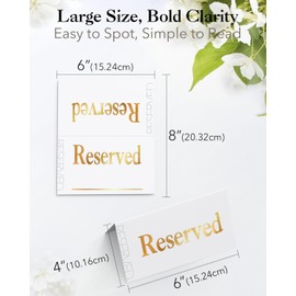 ElegaAura 20 Pack Reserved Table Signs - Gold Foil Reserved Seating Signs with Name Tag Line, Double Sided Table Place Cards for Wedding Chairs, Church Pews, Party, Restaurant, Tent Cards for Reserving Event Reception Seats & Places, 4x6 in Folded
