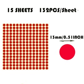 1980pcs Color Coding Labels, 1/2" (13MM) Circle Round Dot Color Coding Stickers Garage Sale Stickers Blank Yard Sale Price Stickers Dots Blank Writable Paper Labels, Color Red